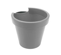 Spetebo Pot de fleurs rond en plastique - 24 x 21 cm - Gris - Avec sangle de fixation - Avec trou de drainage