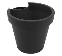 Spetebo Pot de fleurs rond en plastique avec sangle de fixation et trou de drainage - 24 x 21 cm - Anthracite
