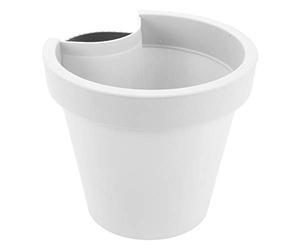 Spetebo Pot de fleurs rond en plastique avec sangle de fixation et trou de drainage - 24 x 21 cm - Blanc