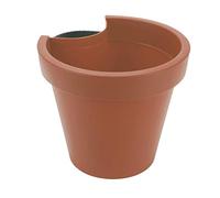 Spetebo Pot de fleurs rond en plastique avec sangle de fixation et trou de drainage - 24 x 21 cm - Couleur terre cuite