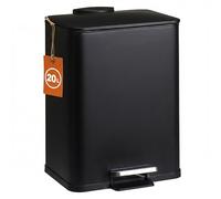 Spetebo Poubelle à pédale, en acier inoxydable, avec fermeture amortie, carrée, noire, 44 x 33 cm, 20 l, en métal, avec pédale et seau intérieur amovible, pour salle de bain, cuisine, bureau