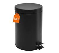 Spetebo Poubelle à pédale ronde en acier inoxydable noir mat 39 x 25 cm - 12 l