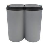 Spetebo Poubelle de 50 l (2 x 25) en gris avec fermeture à rabat pratique - Poubelle de tri sélectif