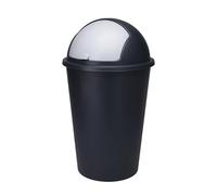Spetebo Poubelle XL avec couvercle coulissant noir - 50 l - Poubelle ronde avec couvercle en dôme - Seau cosmétique - Seau à déchets recyclable