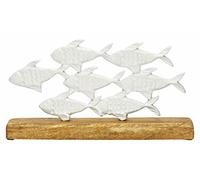 Spetebo Présentoir décoratif maritime - 30 x 16 cm - Poissons en métal avec pied en bois de manguier - Décoration de table - Poissons sur pied en bois