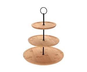Spetebo Présentoir en bambou à 3 étages - 35 cm - Présentoir à 3 étages - Plateau de service en bambou