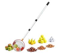 Spetebo Ramasse-fruits à roulettes pour fruits et noix avec manche télescopique en aluminium - Extensible jusqu'à 120 cm - Collecteur de fruits avec panier de récolte rond et tige télescopique - Outil