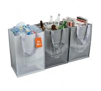 Spetebo Sacs de tri sélectif réutilisables avec poignées - 3 x 38 l | Lot de boîtes de recyclage pour plastique, verre, papier - Système de tri des déchets