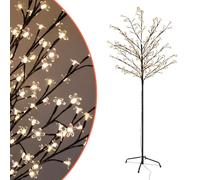Spetebo Sakura Arbre lumineux en fleurs de cerisier pour extérieur avec 180 fleurs LED - Hauteur : 180 cm - Éclairage blanc chaud - Avec prise d'alimentation IP44 - Éclairage de Noël - Arbre à fleurs