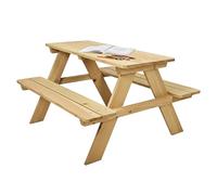 Spetebo Salon de jardin en bois massif pour enfants à partir de 4 ans - 89 x 79 cm - Salon de jardin en bois - Table de pique-nique - Meubles de jardin pour enfants
