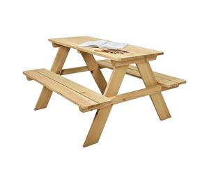 Spetebo Salon de jardin en bois massif pour enfants à partir de 4 ans - 89 x 79 cm - Salon de jardin en bois - Table de pique-nique - Meubles de jardin pour enfants