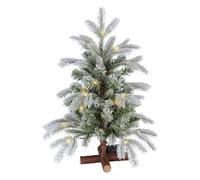Spetebo Sapin de Noël artificiel avec neige, blanc chaud éclairé, 8 fonctions - 60 cm - Sapin de Noël artificiel avec 30 LED, alimenté par batterie - Faux arbre de Noël avec neige artificielle et