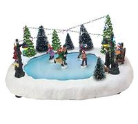 Spetebo Scène de Noël LED - Patinoire avec figurines en mouvement - Décoration de table de Noël éclairée