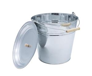 Spetebo Seau en Zinc Avec Couvercle - 12 L - À Cendres en Tôle et À Eau