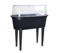 Spetebo Serre de culture sur pieds 84 x 77 cm - ovale - Plate-bande surélevée avec couvercle de serre - Pour semis, aide à la culture, jardinière, bac à fleurs, housse de protection