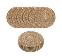 Spetebo Set de 12 napperons en jonc de mer ou jacinthe d'eau 38 cm - Sets de napperons ronds en matériaux naturels - Napperon en jonc de mer/jacinthe d'eau - Napperon rond naturel lavable durable