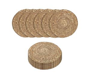 Spetebo Set de 12 napperons en jonc de mer ou jacinthe d'eau 38 cm - Sets de napperons ronds en matériaux naturels - Napperon en jonc de mer/jacinthe d'eau - Napperon rond naturel lavable durable