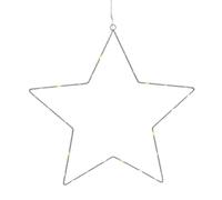 Spetebo Silhouette d'étoile LED en métal blanc avec ventouse à suspendre - 41 cm - Étoile lumineuse décorative blanche chaude - Fonctionne avec piles avec minuterie - Noël, Avent, hiver, fenêtre