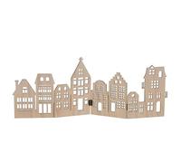Spetebo Skyline décorative en bois pliable 50 x 22 cm - Naturel - Silhouette de ville de Noël pour décoration de table - Décoration de table pour Noël, ville de Noël, ligne de maisons