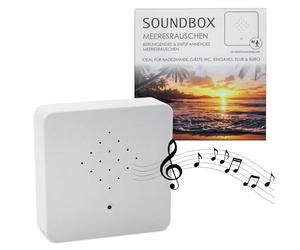 Spetebo Soundbox blanche avec bruit de la mer - 12 cm - Haut-parleur avec bruit d'onde apaisant - Boîte décorative avec sons naturels et eau maritime 2 m pour salle de bain, spa, toilettes d'invités