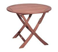 Spetebo Stockholm Table de jardin XXL ronde en eucalyptus - 90 x 73 cm - Grande table pliante en bois massif FSC huilé - Table de balcon, table d'appoint, table de camping, de jardin, table à manger