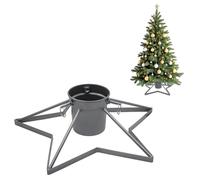 Spetebo Support d'arbre de Noël étoile en métal argenté - 49 cm - Support d'arbre de Noël/sapin avec réservoir d'eau