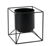Spetebo Support de pot de fleurs, en métal, de 19 cm, noir, moderne, avec pot de fleurs, support pour plantes avec cache-pot industriel
