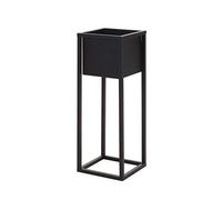 Spetebo Support de pot de fleurs en métal noir avec pot noir - 70 cm - Support de pot de fleurs avec pot - Support carré