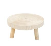 Spetebo Support rond pour plantes - 25 cm | Bois naturel, 3 pieds, tabouret à fleurs, tabouret pour plantes, décoration