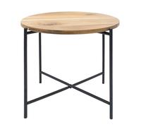 Spetebo Table d'appoint avec plateau en acacia 45 x 40 cm | Plateau en bois, structure en métal, table basse, table de canapé, tabouret à fleurs
