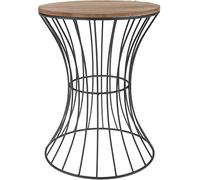 Spetebo Table d'appoint design en métal avec plateau en bois - Table décorative avec structure métallique courbée, Métal, Noir , 39.5 cm x 30 cm