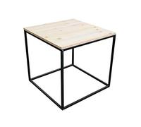 Spetebo Table d'appoint en métal avec plateau en bois - 45 x 45 x 42 cm - Table basse