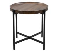 Spetebo Table d'appoint en métal avec plateau en bois de 43 cm - Table décorative moderne - Compacte et pratique - Table d'appoint de salon