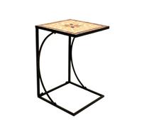 Spetebo Table d'appoint en métal avec plateau en mosaïque - Décoration de jardin, balcon, terrasse