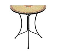 Spetebo Table d'appoint en métal avec plateau en mosaïque semi-circulaire - Table de jardin décorative pour balcon