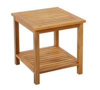 Spetebo Table d'appoint Iowa en acacia huilé - 45 x 45 cm - Table de jardin en bois avec 2 étagères - Table bistrot - Table basse en bois d'acacia pour balcon, terrasse, jardin