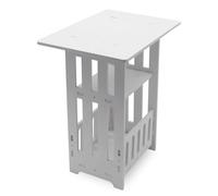 Spetebo Table de chevet blanche avec panier de rangement et compartiment de rangement - 40 x 36 cm - Table d'appoint en bois à 3 étages - Système d'emboîtement - Table basse avec panier de rangement