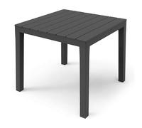 Spetebo Table de jardin carrée en plastique anthracite - 78 x 78 cm - Table de camping, balcon, terrasse, extérieur, jardin, résistant aux intempéries