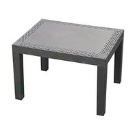 Spetebo Table de jardin Jack anthracite avec aspect rotin - 59x46 cm - Table d'appoint de jardin en plastique - Table de balcon, table de terrasse, petite, résistante aux intempéries, pour l'extérieur