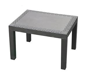 Spetebo Table de jardin Jack anthracite avec aspect rotin - 59x46 cm - Table d'appoint de jardin en plastique - Table de balcon, table de terrasse, petite, résistante aux intempéries, pour l'extérieur