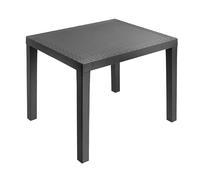 Spetebo Table de jardin rectangulaire en plastique anthracite - 78 x 72 cm - Table de camping avec décor aspect rotin - Table de balcon, table de terrasse, extérieur, jardin, table résistante aux