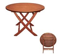 Spetebo Table de jardin ronde XXL en eucalyptus - 90 x 73 cm | Table pliante en bois massif huilé FSC - Table de balcon - Table d'appoint - Table de camping - Table de jardin