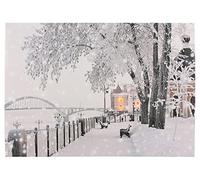 Spetebo Tableau lumineux LED - Pont / 40 x 30 cm - Tableau mural lumineux Paysage d'hiver sur toile