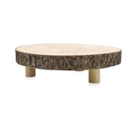 Spetebo Tabouret à fleurs en bois avec écorce sur 3 pieds - Ø 30 cm - Assiette décorative en bois rond naturel avec 3 pieds - Support pour plantes - Tabouret à fleurs Assiette décorative petite
