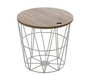 Spetebo Tabouret à fleurs en bois avec panier de rangement en métal - Couleur : blanc - Petit tabouret en bois
