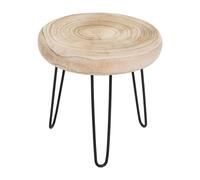 Spetebo Tabouret à fleurs en bois naturel avec 3 pieds - 32 cm - Support pour plantes rond naturel - Support décoratif pour plantes - Plateau de fleurs Mini table d'appoint