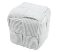 Spetebo Tabouret décoratif en velours côtelé avec housse en tissu - 30 x 30 cm - Crème - Repose-pieds - Tabouret d'appoint - Décoration moderne - Accessoire de maison - Tabouret bas