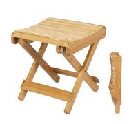 Spetebo Tabouret pliant en bambou naturel - 28 x 28 cm - Tabouret décoratif pliable universel - Pour cuisine, salle de bain, couloir