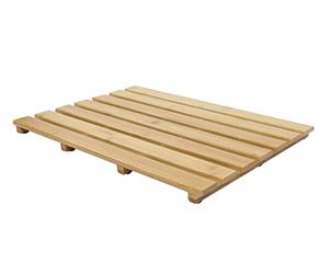 Spetebo Tapis de bain en bambou - 53 x 35 cm - Grille de bain antidérapante en bois massif - Tapis de douche, salle de bain, sauna, spa, piscine en bois FCS