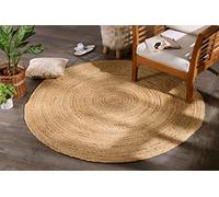 Spetebo Tapis de Jute Tressé Naturel - Rond 150 cm - Style Ethnique à Poils Courts - Fibres Naturelles Recyclables Hydrofuges Antistatiques Grand Teint
